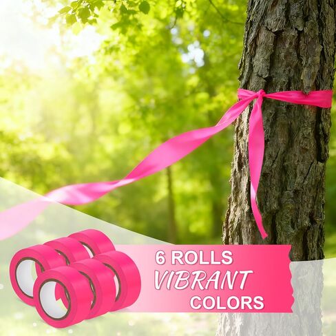 6 Rolls Orange Flagging Tape, 0.7in X 98.4ft(Total 590.4ft) Non-Adhesive Neon Marking Tape, Plastic Survey Ribbon Rolls for Location Marking, Cable Bundling, Tree Labeling, Hunting, Construction Sites in Saudi Arabia
