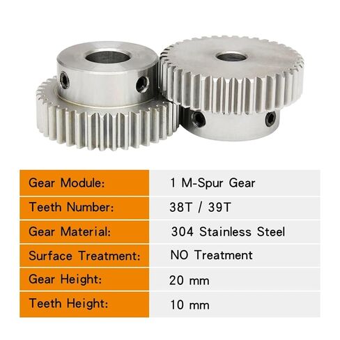 Steel Heavy Duty Motor Pinion Gear 1M 38T/39T Bore 8-14mm Stainless Steel Motor Gear(1M38T (Bore 12mm)) in Kuwait