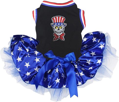 Petitebella USA Skull Puppy Dog Dress (Black/Blue Stars, X-Small) in Saudi Arabia