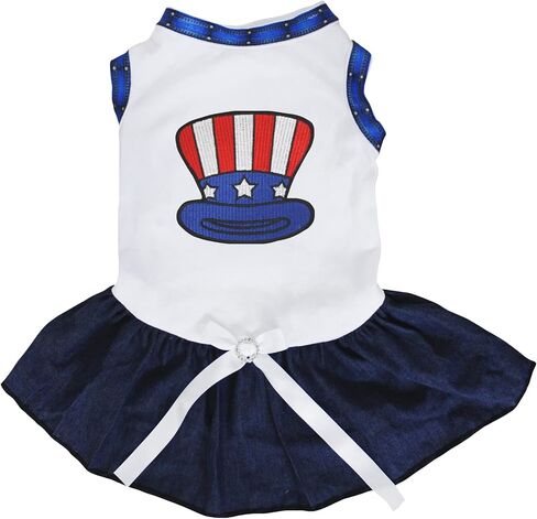 Petitebella Hat of Uncle Sam Puppy Dog Dress (Black/Stripes, Small) in Saudi Arabia