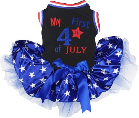 Petitebella My First 4th of July Puppy Dog Dress (Black/Blue Stars, XX-Large) in Saudi Arabia