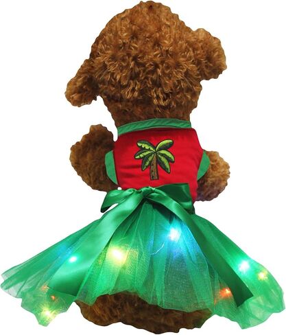 Petitebella Coconut Tree Puppy Dog Dress (Green/Green, X-Large) in Saudi Arabia