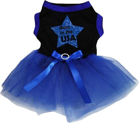 Petitebella Born in The USA Star Puppy Dog Dress (Black/Striped Stars, Medium) in Kuwait