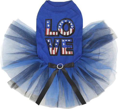 Petitebella Sequins USA Love Puppy Dog Dress (Black/Striped Stars, Large) in Kuwait