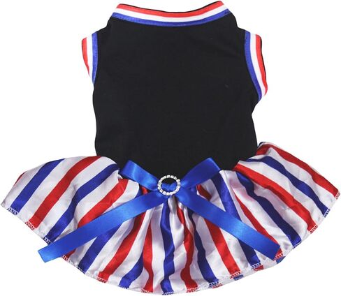 Petitebella USA Theme Plain Puppy Dog Dress (Black/Striped Stars, XXX-Large) in Saudi Arabia