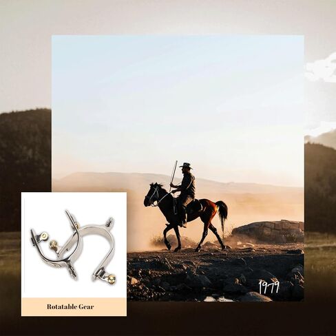 Gugxiom 2Pcs Western Cowboy Spurs, Stainless Steel Western Spurs, Men Women Horse Spurs, with Rotatable Gear in Kuwait