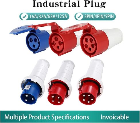 5/10 PCS Industrial Plug 3P/4P/5P Electrical Connector 16A/32A/63A/125A IP44/IP67 Wall Mounted Socket Panle(32A Wall Mounted,5 PCS-5P) in Kuwait