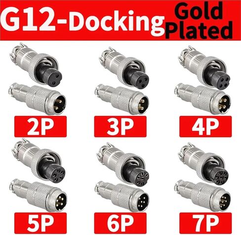 5/20/100Set Gold Plated GX12 GX16 GX20 2/3/4/5/6/7/8/9/10/12 Pin Male Female Butting Wire Cable Circular Aviation Plug Connector(Gx12 Docking Gold Pd,100 SETS-2P) in Kuwait