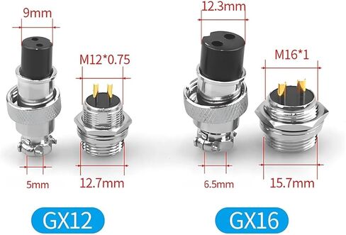 5/20/100Set Gold Plated GX12 GX16 GX20 2/3/4/5/6/7/8/9/10/12 Pin Male Female Butting Wire Cable Circular Aviation Plug Connector(Gx12 Docking Gold Pd,100 SETS-2P) in Kuwait