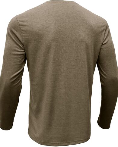 سويت شيرت رجالي بأكمام طويلة من Henley بطبقة أساسية كاجوال بياقة دائرية ناعمة ومسامية ومناسبة للعمل والسفر in Kuwait