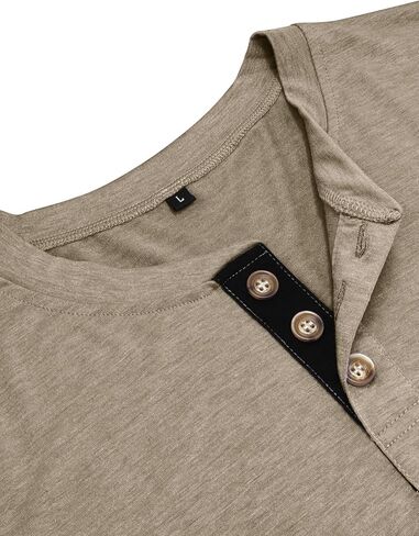سويت شيرت رجالي بأكمام طويلة من Henley بطبقة أساسية كاجوال بياقة دائرية ناعمة ومسامية ومناسبة للعمل والسفر in Kuwait