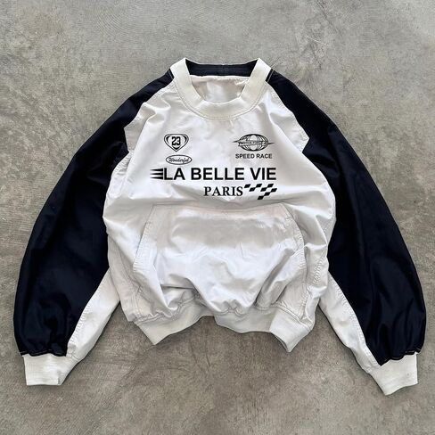 Spring Men's Sweatshirt, LA Belle Vie Paris 23 Racing Graphic Color Block Casual Streetwear Pullover in Kuwait