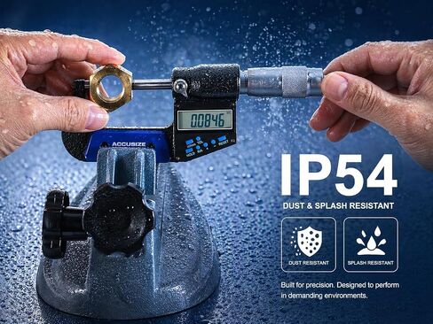 Accusize Industrial Tools 2-3''/50-75 mm by 0.00005''/0.001 mm 7-Key Electronic Digital Micrometer, Water Proof, Ac21-3022 | IP54 Rated, 0.00005"/0.001 mm Resolution, 7-Key, ±0.002" Accuracy in Kuwait