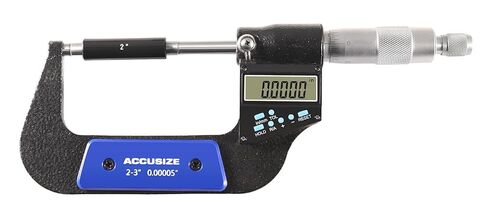Accusize Industrial Tools 2-3''/50-75 mm by 0.00005''/0.001 mm 7-Key Electronic Digital Micrometer, Water Proof, Ac21-3022 | IP54 Rated, 0.00005"/0.001 mm Resolution, 7-Key, ±0.002" Accuracy in Kuwait