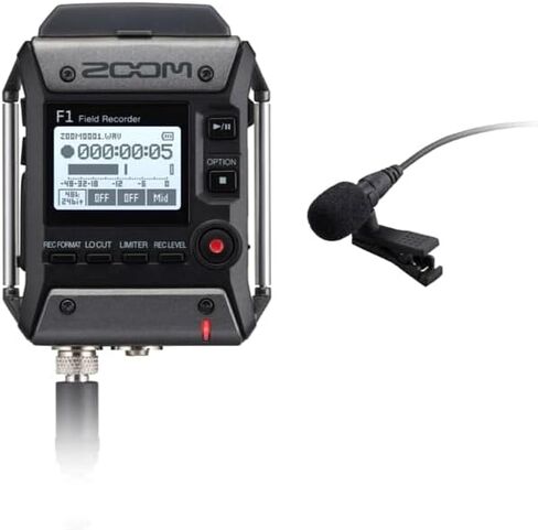 مسجل ZOOM F2 الميداني مع ميكروفون Lavalier - تسجيل عائم 32 بت بدون قص - مثالي للبودكاست والمقابلات والأفلام والفيديو - إصدار الاتحاد الأوروبي - أبيض in Kuwait