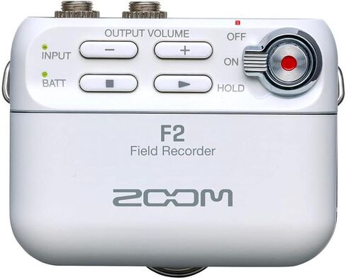 مسجل ZOOM F2 الميداني مع ميكروفون Lavalier - تسجيل عائم 32 بت بدون قص - مثالي للبودكاست والمقابلات والأفلام والفيديو - إصدار الاتحاد الأوروبي - أبيض in Kuwait