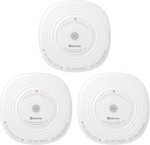 Heiman Smoke and Carbon Monoxide Detector 10-Year Sealed Battery, 3-Pack | UL 217 10th/UL 2034 5th Certified/85 dB Alarm, Photoelectric Fire Smoke Alarm & CO Detector for Home Hotel Rental Apartment in Kuwait