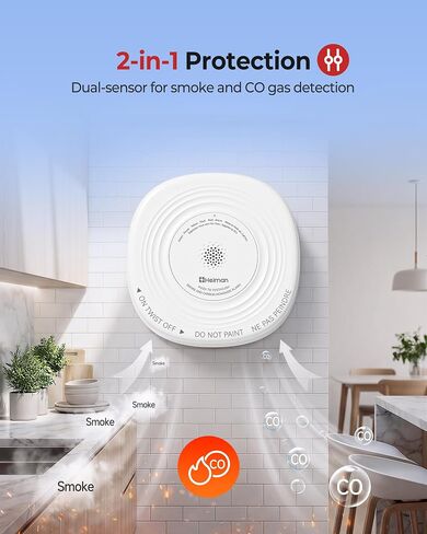 Heiman Smoke and Carbon Monoxide Detector 10-Year Sealed Battery, 3-Pack | UL 217 10th/UL 2034 5th Certified/85 dB Alarm, Photoelectric Fire Smoke Alarm & CO Detector for Home Hotel Rental Apartment in Kuwait