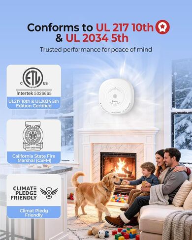 Heiman Smoke and Carbon Monoxide Detector 10-Year Sealed Battery, 3-Pack | UL 217 10th/UL 2034 5th Certified/85 dB Alarm, Photoelectric Fire Smoke Alarm & CO Detector for Home Hotel Rental Apartment in Kuwait