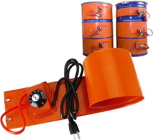 55 Gallon Drum Heater - Silicone Heating Pad for Honey Oil, 120V/220V, Adjustable Thermostat, 800W Band Pail Heater with Knob Control, Perfect for 20L Drums in Kuwait