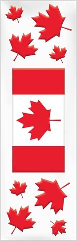 Canadian Pride Gel Clings - 6" x 19" (Pack of 9) - Dazzling Red & White Vinyl Decals - Perfect for Patriotic Decorations & Celebrations in Kuwait