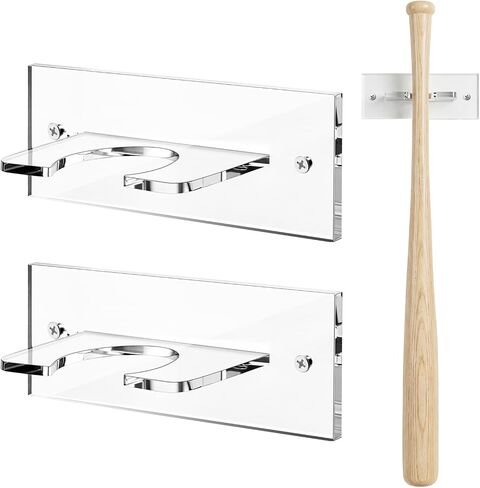Novabright 2 Pack Baseball Bat Holder Acrylic Vertical Baseball Bat Rack Holder Wall Mount Softball Bats Display Wall Hanger for Organization Sports Decor in Kuwait