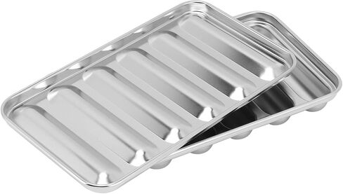 Sausage Mould, Stainless Steel Sausage Mould with Lid 6 Cavity Hot Dog Mold Baby Food Supplement Meat Sausage Mold Oven Steamer Dishwasher Safe in Kuwait