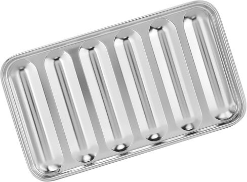 Sausage Mould, Stainless Steel Sausage Mould with Lid 6 Cavity Hot Dog Mold Baby Food Supplement Meat Sausage Mold Oven Steamer Dishwasher Safe in Kuwait