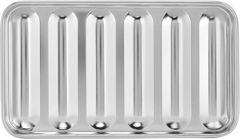 Sausage Mould, Stainless Steel Sausage Mould with Lid 6 Cavity Hot Dog Mold Baby Food Supplement Meat Sausage Mold Oven Steamer Dishwasher Safe in Kuwait