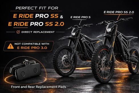 مجموعة وسادات الفرامل الأمامية والخلفية E Ride Pro SS (4 وسادات / زوجان) - وسادات أداء معدنية ملبدة سوداء اللون للدراجة الترابية الكهربائية E Ride Pro SS 1.0 و2.0 - مركب عالي الحرارة in Kuwait