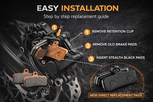 مجموعة وسادات الفرامل الأمامية والخلفية E Ride Pro SS (4 وسادات / زوجان) - وسادات أداء معدنية ملبدة سوداء اللون للدراجة الترابية الكهربائية E Ride Pro SS 1.0 و2.0 - مركب عالي الحرارة in Kuwait