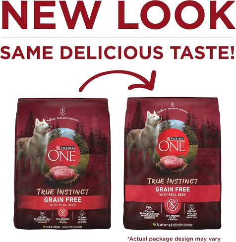 Purina ONE Grain Free Natural High Protein Dry Dog Food Formula True Instinct with Real Beef with Added Vitamins, Minerals and Nutrients - 12.5 Lb. Bag in Kuwait