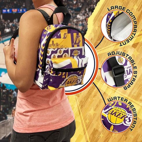 حقيبة ظهر صغيرة بمحفظة صغيرة من Pro Specialities Group Los Angeles Lakers، مثالية للنساء. حقيبة ظهر صغيرة مثالية مقاومة للماء وعصرية in Kuwait