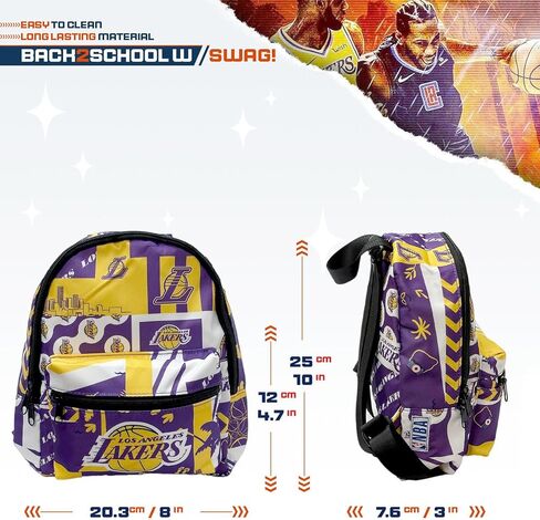 حقيبة ظهر صغيرة بمحفظة صغيرة من Pro Specialities Group Los Angeles Lakers، مثالية للنساء. حقيبة ظهر صغيرة مثالية مقاومة للماء وعصرية in Kuwait