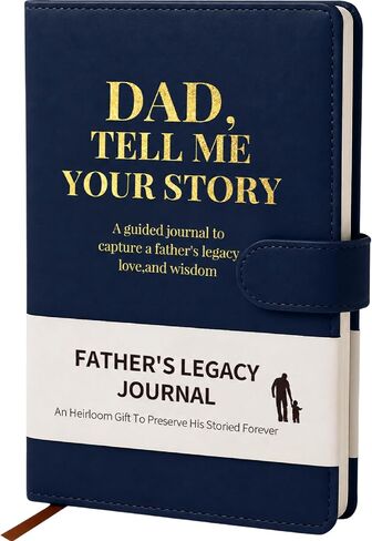 أبي أخبرني مجلة Life Story Leather Journal (Hardcover) - تذكار لعائلة مع + 275 مطالبة بمشاركة كتاب قصة حياته وذكرياته ، عيد الأب ، هدية عيد الميلاد من ابنة وابن in Kuwait