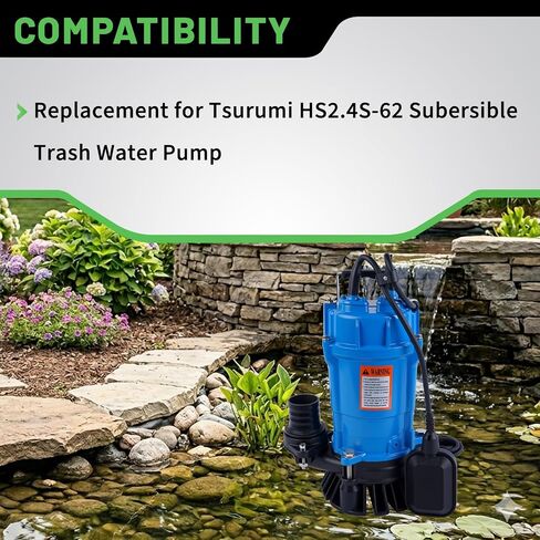 مضخة قمامة غاطسة HSZ2.4S مع مفتاح تعويم تلقائي، تفريغ 2 بوصة 1/2 HP 115V 53GPM، بديلة لمضخة مياه الصرف الصحي Tsurumi in Kuwait