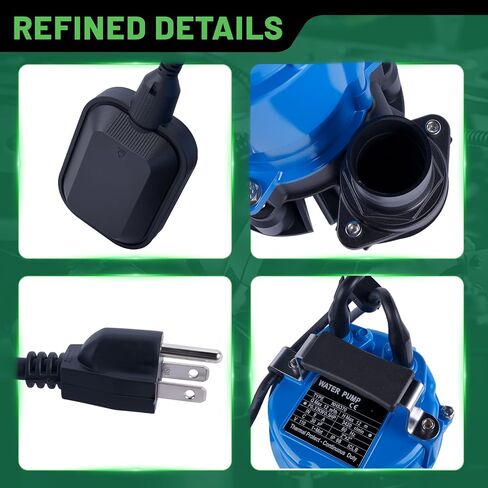 مضخة قمامة غاطسة HSZ2.4S مع مفتاح تعويم تلقائي، تفريغ 2 بوصة 1/2 HP 115V 53GPM، بديلة لمضخة مياه الصرف الصحي Tsurumi in Kuwait