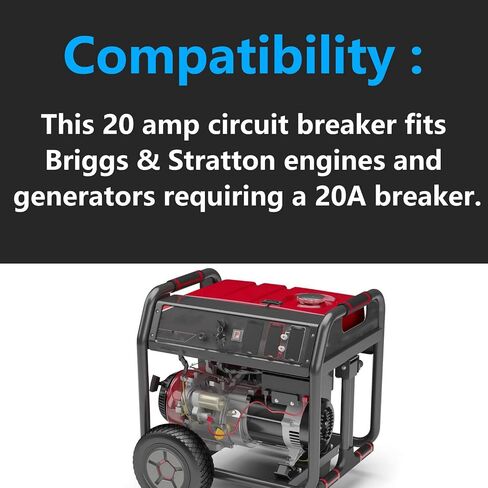 20 Amp Circuit Breaker – Compatible with Briggs & Stratton Engines & Generators – Replaces 202030GS, 191479DGS, 209181GS in Kuwait