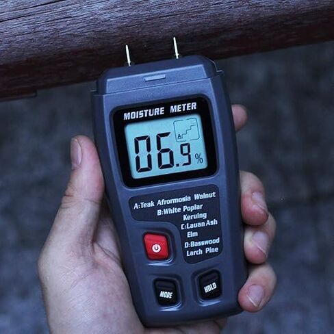 BSIDE 2 Pins Wood Moisture Meter Handheld Timber Water Lumber Damp Humidity Firewood Detector Tester Backlit LCD Display Digital Moisture Meter With 4 modes and Data Hold in Kuwait