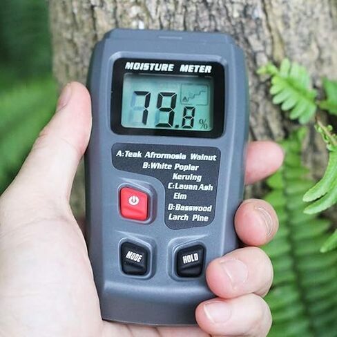 BSIDE 2 Pins Wood Moisture Meter Handheld Timber Water Lumber Damp Humidity Firewood Detector Tester Backlit LCD Display Digital Moisture Meter With 4 modes and Data Hold in Kuwait
