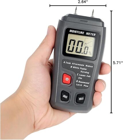 BSIDE 2 Pins Wood Moisture Meter Handheld Timber Water Lumber Damp Humidity Firewood Detector Tester Backlit LCD Display Digital Moisture Meter With 4 modes and Data Hold in Kuwait