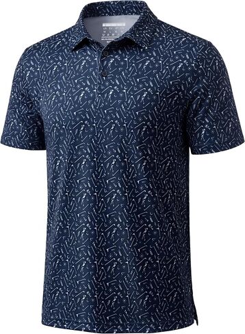 TACVASEN Men's Golf Shirts Short Sleeve Dry Fit Polo Shirt Performance Print Patterns Collared Casual Shirt for Men Athletic in Kuwait