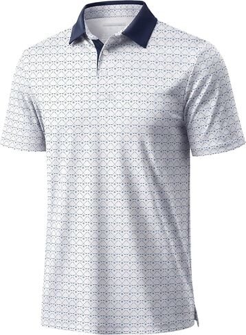 TACVASEN Men's Golf Shirts Short Sleeve Dry Fit Polo Shirt Performance Print Patterns Collared Casual Shirt for Men Athletic in Kuwait
