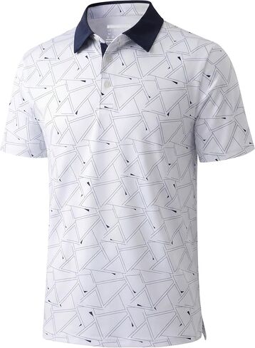 TACVASEN Men's Golf Shirts Short Sleeve Dry Fit Polo Shirt Performance Print Patterns Collared Casual Shirt for Men Athletic in Kuwait