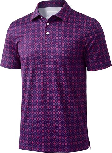 TACVASEN Men's Golf Shirts Short Sleeve Dry Fit Polo Shirt Performance Print Patterns Collared Casual Shirt for Men Athletic in Kuwait