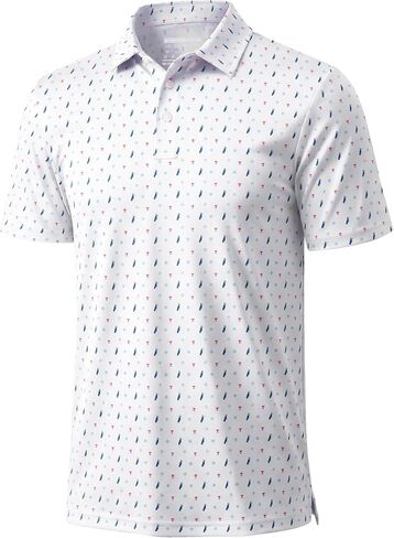 TACVASEN Men's Golf Shirts Short Sleeve Dry Fit Polo Shirt Performance Print Patterns Collared Casual Shirt for Men Athletic in Kuwait