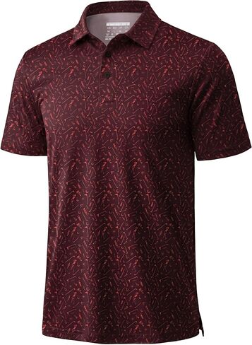 TACVASEN Men's Golf Shirts Short Sleeve Dry Fit Polo Shirt Performance Print Patterns Collared Casual Shirt for Men Athletic in Kuwait