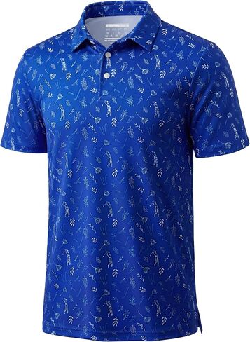 TACVASEN Men's Golf Shirts Short Sleeve Dry Fit Polo Shirt Performance Print Patterns Collared Casual Shirt for Men Athletic in Kuwait