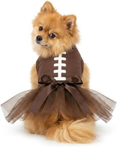 Petitebella Rugby Print Puppy Dog Dress (Brown/Brown, Medium) in Kuwait