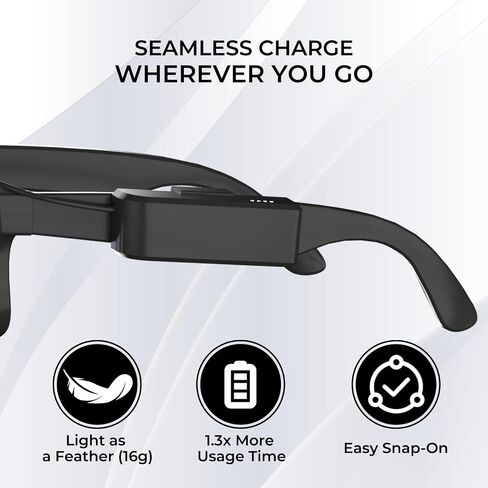 شاحن متوافق مع نظارات Ray-Ban Meta Gen2 الذكية Skyler Headliner Wayfarer Oakley HSTN يطيل وقت الاستخدام بمقدار 1.3 مرة، شحن بتصميم مشبك خفيف الوزن للغاية in Kuwait